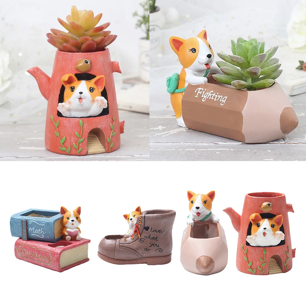 Garden Decor Resin Succulent Pot Decorative Planter Storage Box Vase for Office Home Decorations