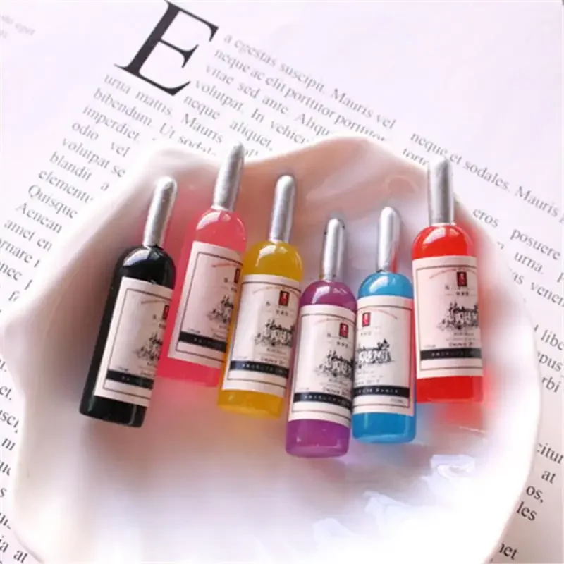 10 Pcs Simulation Wine Diy Glue Mobile Phone Shell Beauty Key Chain Earrings Brooch Jewelry Accessories Resin Wine Bottle