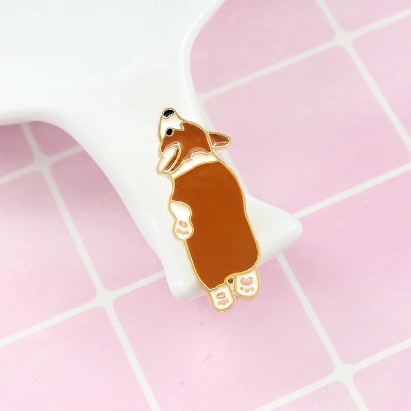 Cute Corgi Enamel Pins Dog Sleep Brooches Alloy Animals Bag Jeans Shirt Badges Jewelry Gifts for Friends Kids