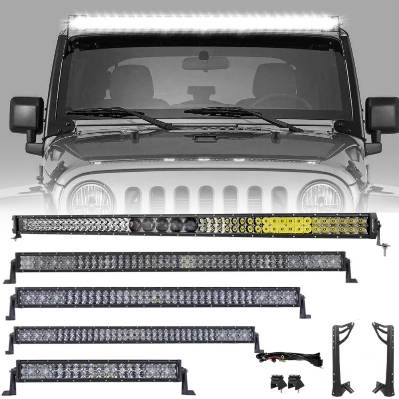 

Светодиодная балка AUXBEAM 22/32/42/50/52 дюйма, комбинированный луч, прямая/изогнутая, двухрядная, 6500K, серия 5D