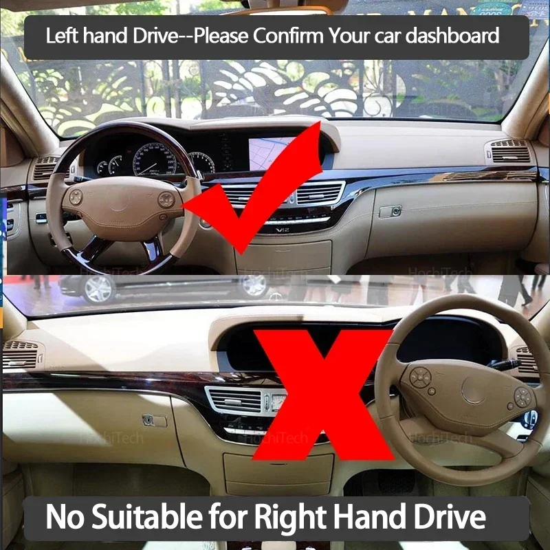 For Mercedes S-Class W221 S-Klasse S300 S320 S400 S500 S600 06-13 Dashboard Cover Avoid Light Pad Anti-UV Carpets Non-Slip Mat