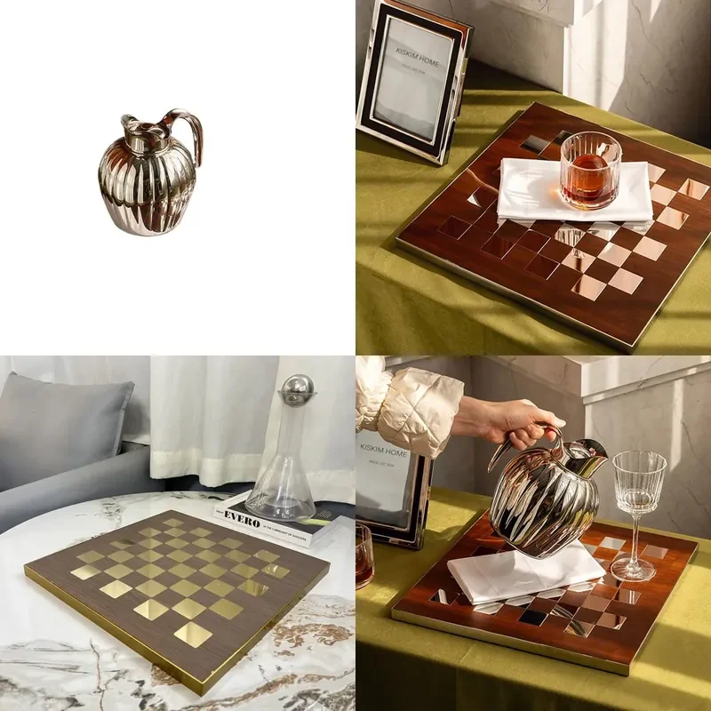 Nordic Light Luxury High End Chess Tray for Model Room Hotel Home Afternoon Tea Kettle Storage Plate Ornament