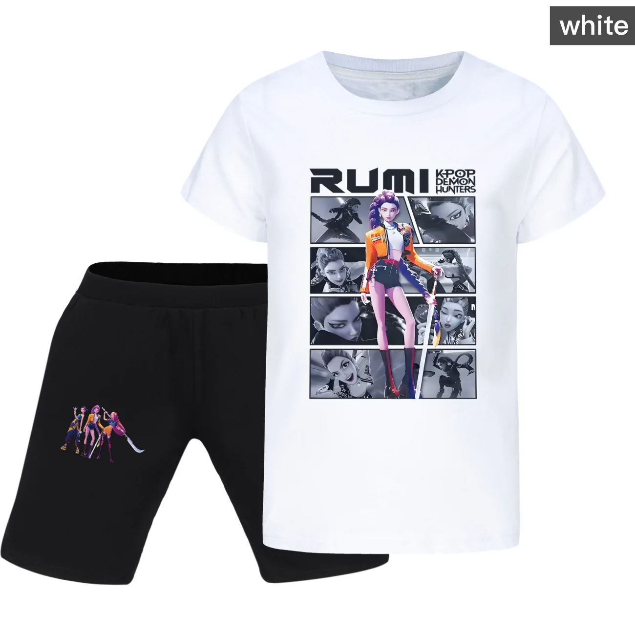 

KPop Demon Hunters Kids Summer Cute Clothes SAJABOY TShirt Girls Boys Short Sleeve Tops 2pcs Set Teenager Outfits Children's Set
