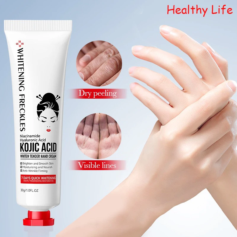 Kojic Acid Brightening Hand Cream Lightening Dull Nourish Moisturizing Brighten Cream Women Fade Fine Lines Smooth Skin Emulsion