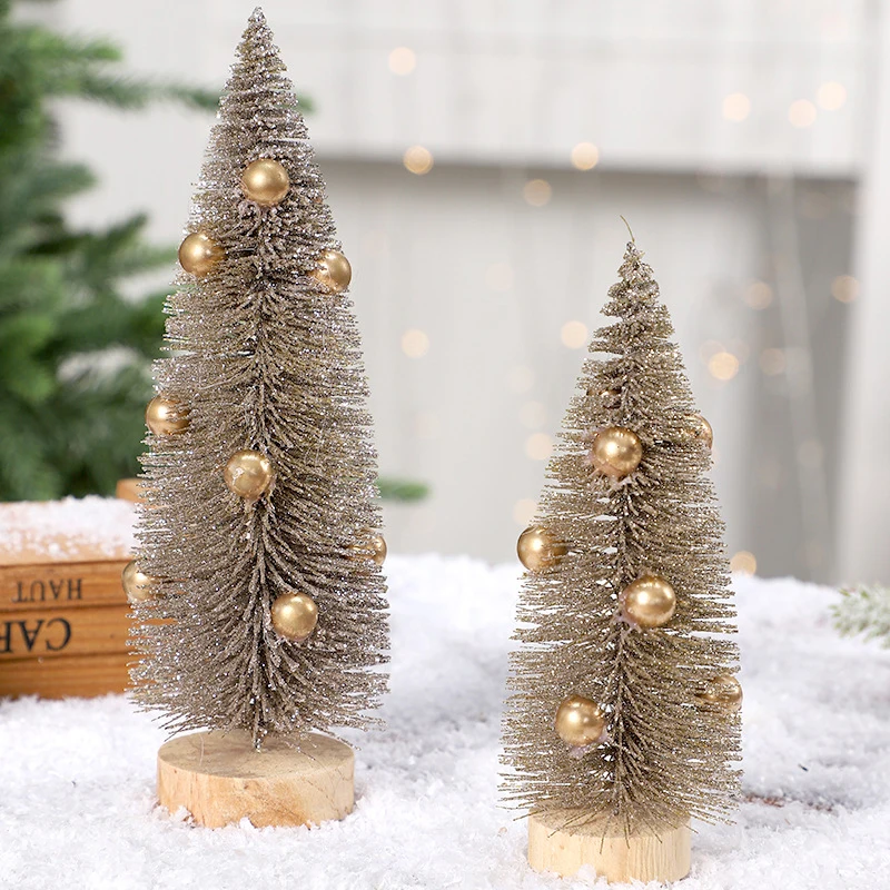 Agulha de pinho em pó mini árvore de natal neve geada pequeno pinheiro diy artesanato decoração de mesa enfeites de natal