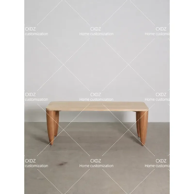 Solid Wood Carving Natural Travertine Long Dining Table Rectangular High End Medieval Wabi Sabi Style Furniture