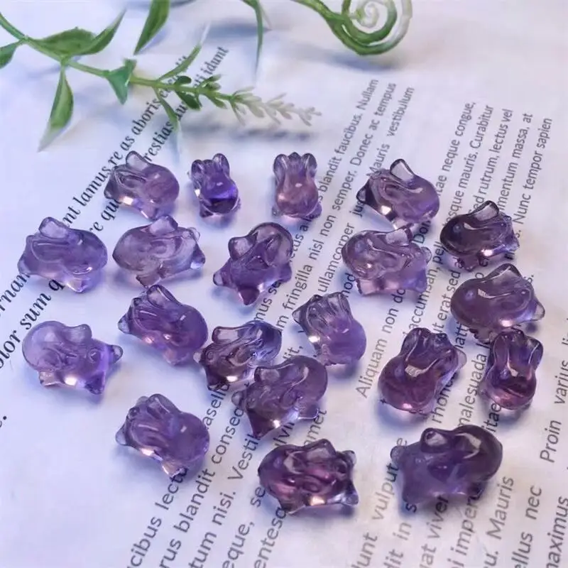 

5pcs Natural Amethyst Rabbit Jewelry Making For Pendant Crystal Carved Animal Figurine Fashion Gift For Women 13-15mm