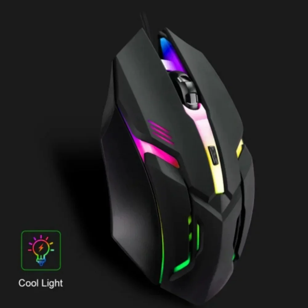 Ergonomic Wired Gaming Mouse 4 Button RGB Backlit Optical Mouse USB Connection for Desktop Laptop PC Home Office Gaming Work