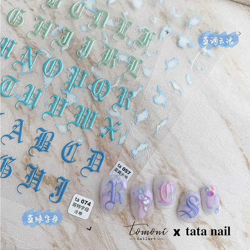 Alphabet Letter Nail Art Stickers Alphabet English Word Old Font Black White Number Nail Decals Water Sliders Manicure Wraps