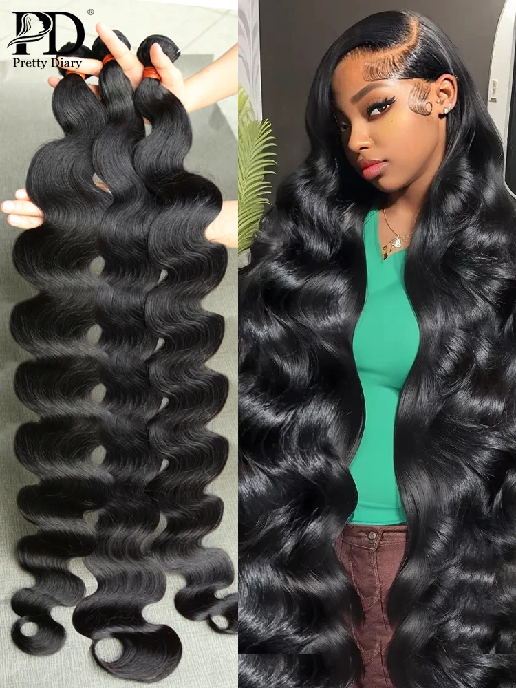 Body Wave Bundles Raw Virgin 100% Human Hair Extensions Hair Weaves 22 24 26 Inch Brazilian Remy Double Weft Water Wave Bundles