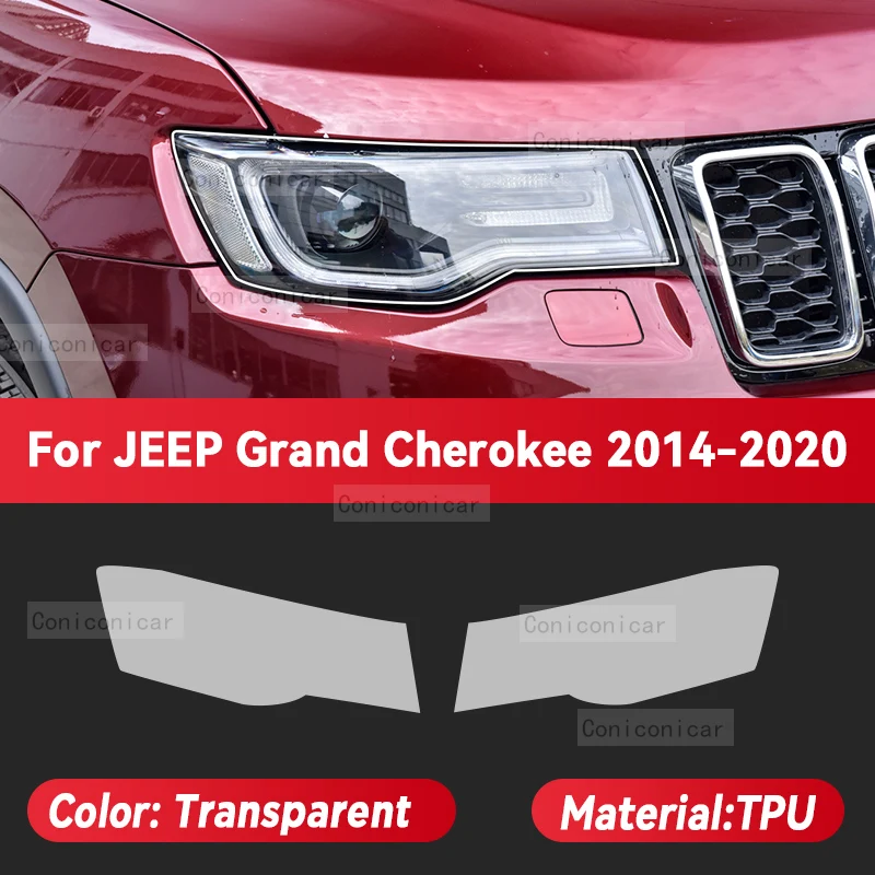 For JEEP Grand Cherokee 2014-2020 Car Headlight Transparent TPU Protective Cover Film Front Light Tint Change Color Sticker