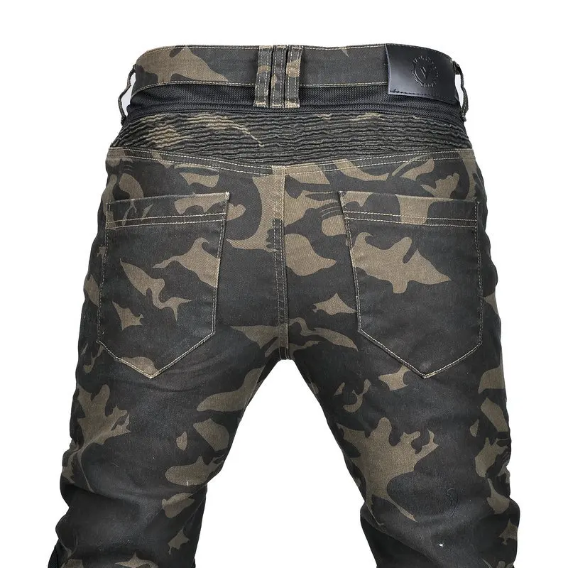 2025 New Men Motorcycle Outdoor Riding Rider Camo Jeans Equipment Protective Gear Road Racing Stretch Multi-Color Optional Pants