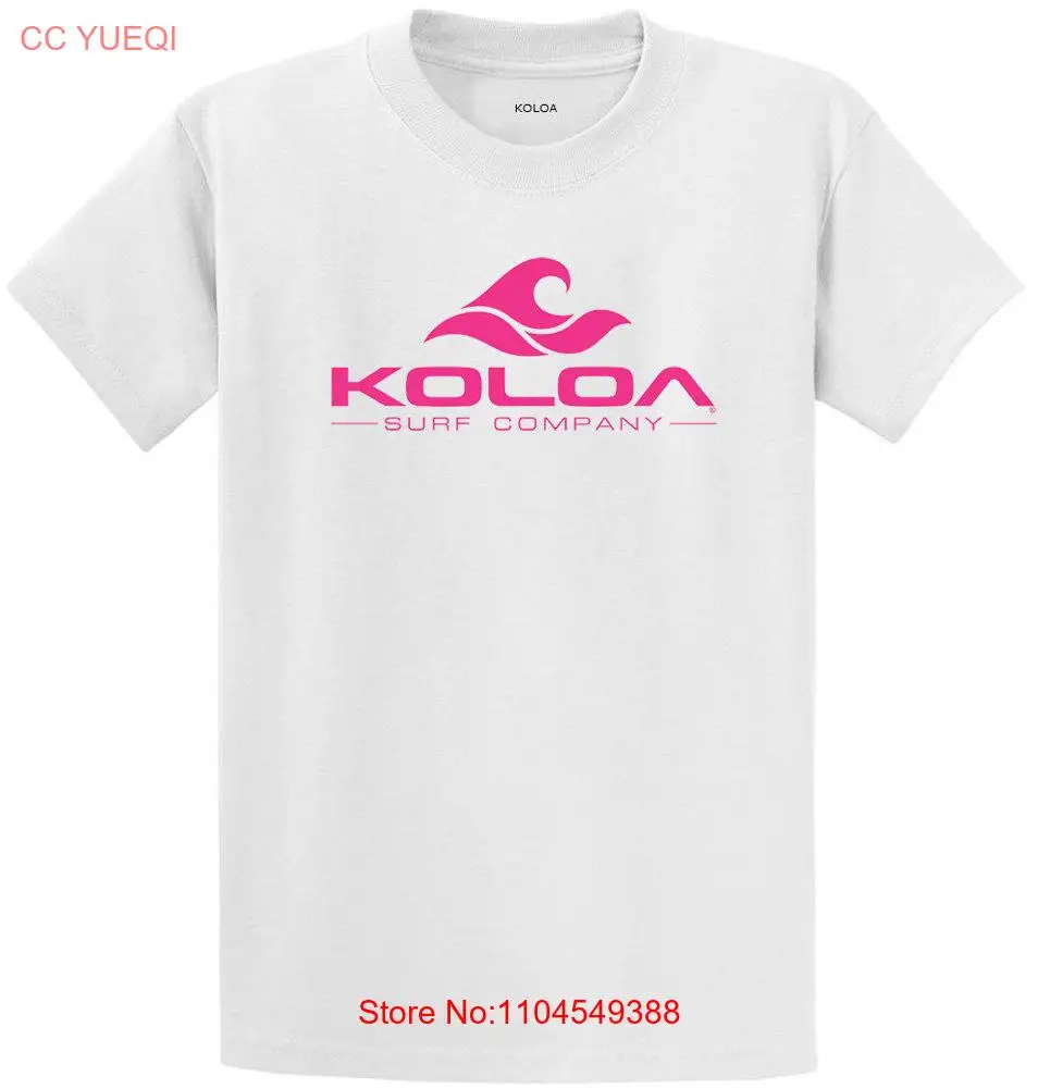 Koloa Surf Co Classic Wave Heavyweight 100 Cotton Men's T Shirt White pink Reg Big and Tall sizes long or short sleeves