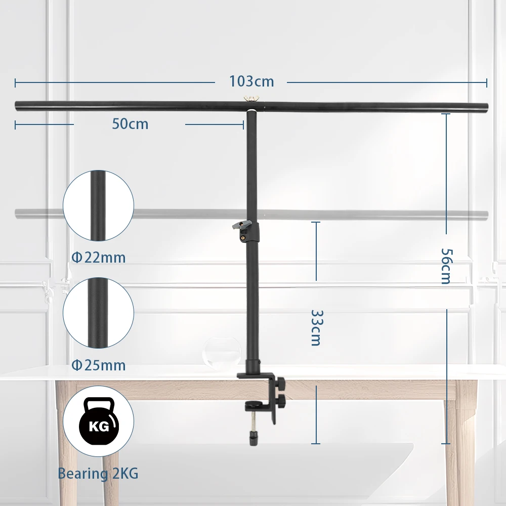 SH Tabletop Background Stand 59x100cm Desktop C-clamp Backdrop Support T/L Shape For Muslin Poster Frame