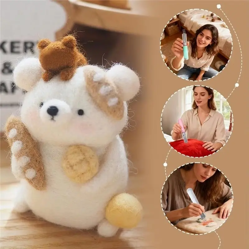 SYW-Fiber Animal Sculptures& Crafts- Electric Needle Felting Tool US Pilu- Ideal For DIY For Beginners And Experienced US Plug