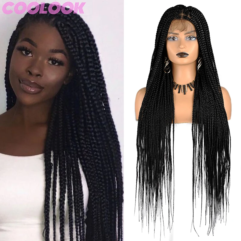 

36''full Lace Box Braid Wig with Baby Hairs Long Knotless Box Braids Lace Front Wigs for Black Women Synthetic Braided Lace Wigs