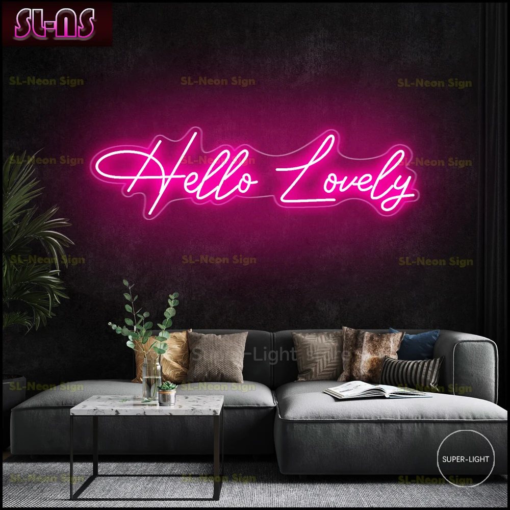 

Hello Lovely Neon Sign, Led Flex Neon Light, Wall Decor For Bedroom Home Propose Birthday Party, Wedding sign,Personalized Gif