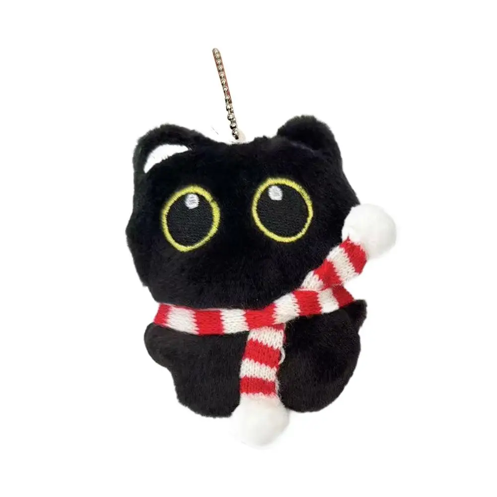 Süße schwarze Katze Plüschtier Puppe Schlüsselanhänger kleiner Anhänger Auto Schlüsselanhänger Kätzchen Spielzeug Puppe für Jungen Mädchen Geburtstagsgeschenke