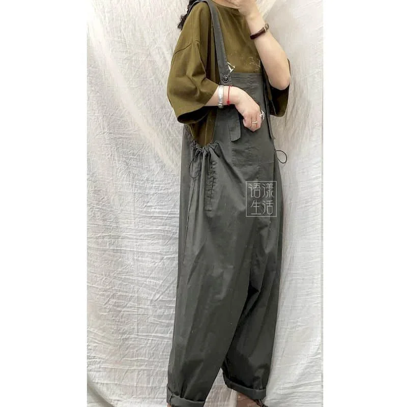 作業服ジャンプスーツ女性のための固体オーバーオール特大ワンピース衣装女性ロンパースルース韓国スタイルカジュアルヴィンテージロンパース