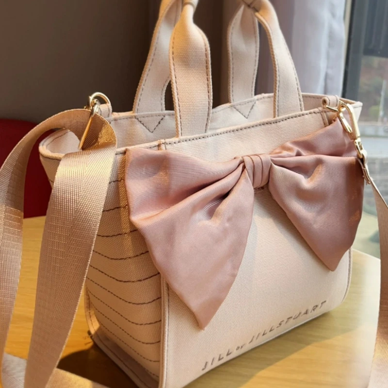 Bowknot Hand Crossbody Bags Women's Japanese Style Casual Zipper Crossbody Bag Female Spring Letter Print Bow Bags