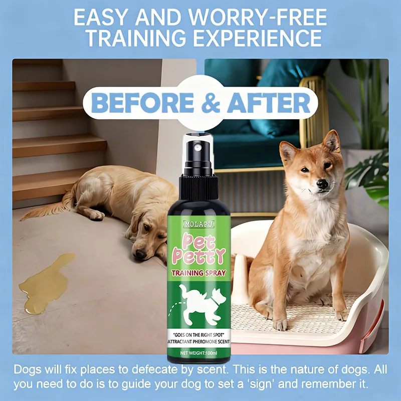 Instant Positioning Guide——Professional Pet Toilet Training Spray, Using Mild Pheromone Scent Signals to Help Puppies and Kittens Quickly Identify the Correct Indoor Location, Creating a Clean, Fast, and Mess-Free Daily Home Care Solution