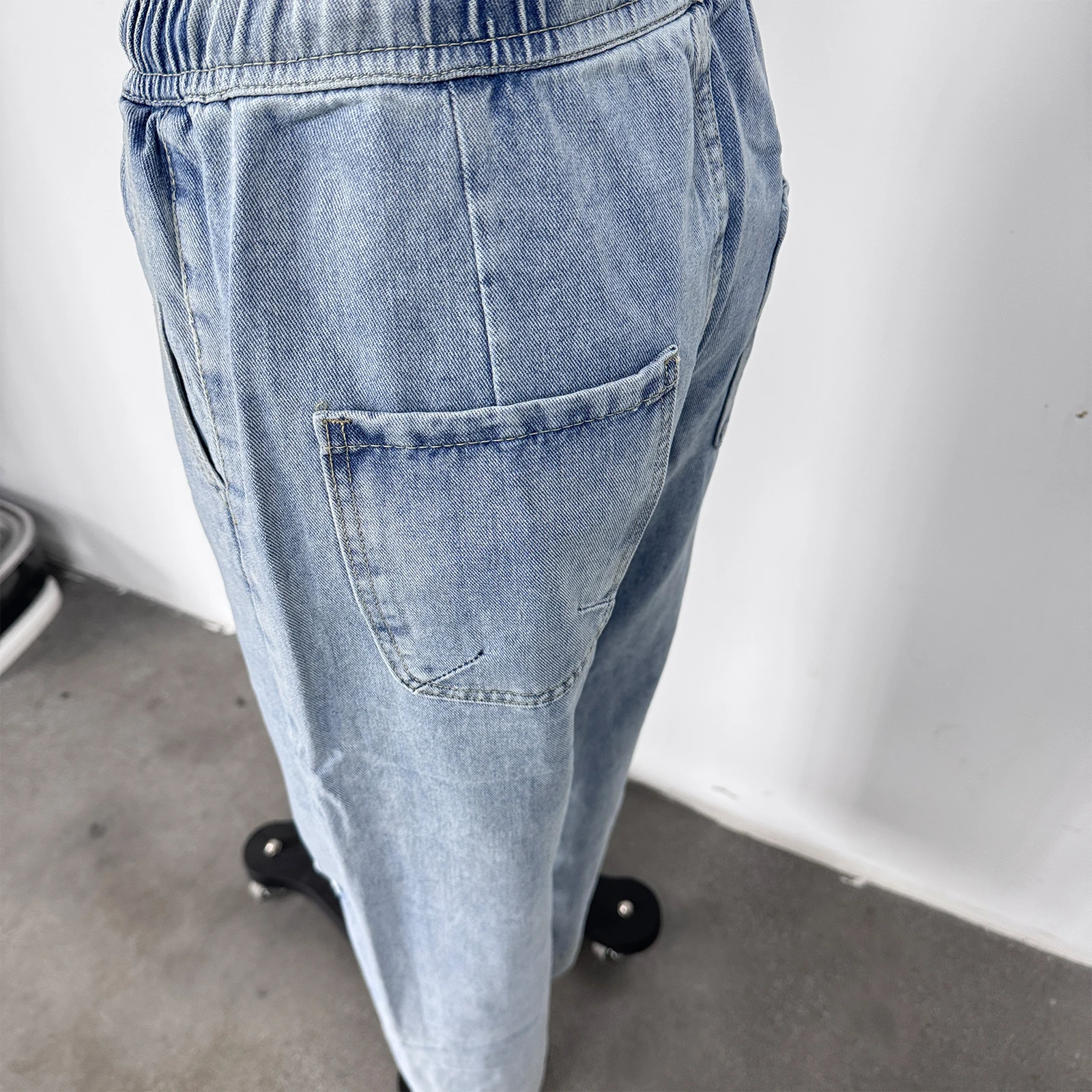 

Женские рваные мешковатые джинсы, свободные прямые джинсовые брюки с поясом на шнурке и карманами