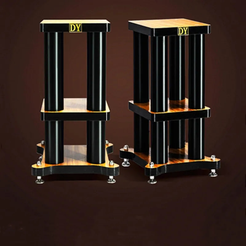 DY-04 de alta fidelidade shock absorber surround suporte estante alto-falante stands bandeja placa de apoio metal madeira maciça base rack (1 par)
