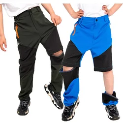 Girls Boys Waterproof Quick-Drying Detachable Hiking Pants Child Track Climbing Trousers School Kids Outfit Sporty Bottom 4-16Yr