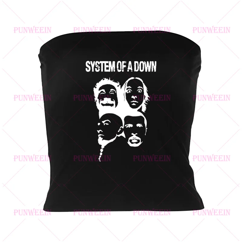 Système Vintage Y2k 90s Débardeur Streetwear Harajuku Gothique bande lettre Graphique hip hop kpop Streetwear été cool filles Débardeur