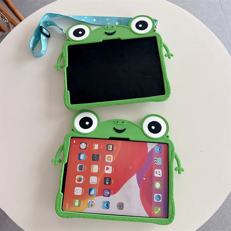 Niedliche Cartoon-Frosch-Halterung Silikonhülle für Huawei MatePad SE 11 2021 2023 2024 11.5 Air 11.5S 11.5 Zoll Tablet-Hülle