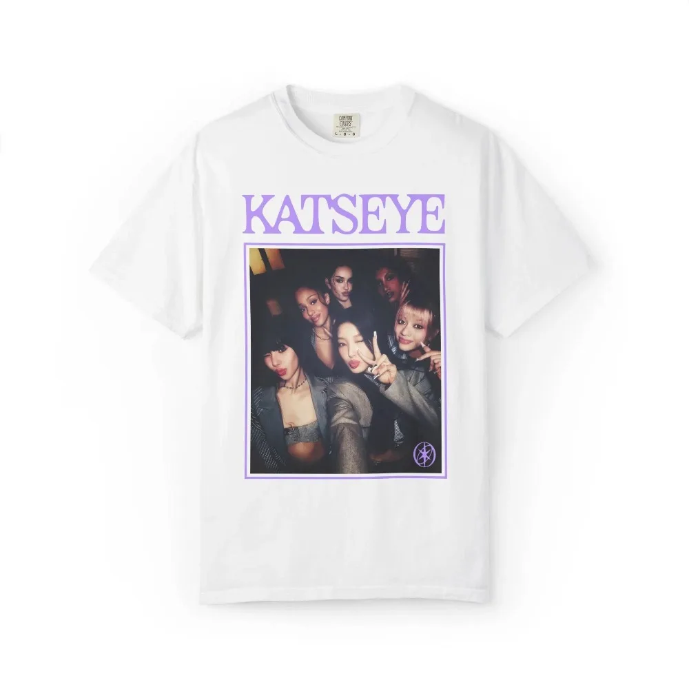 Katseye Unisex-Kurzarm-T-Shirt für Jungen und Mädchen mit K-Pop-Stylen wie Megan Daniella, Manon, Lara, Sofia und Yunchae. – Detail 6