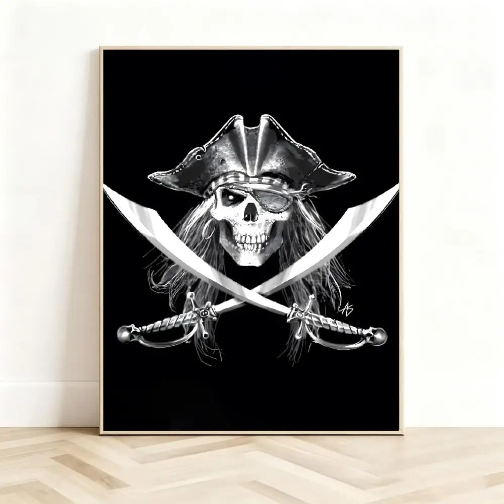 Vintage Pirate Art C-Calico Jack Poster Classic Self-Adhesive PP Wall Sticker for Living Room Bar Decor Gift