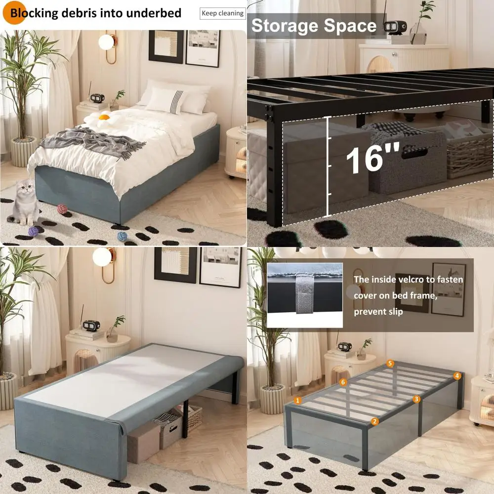 

Прочная металлическая двуспальная кровать из 18-миллиметрового профиля, без пружинного блока, выдерживает нагрузку до 2500 фунтов, простая сборка, черный цвет.