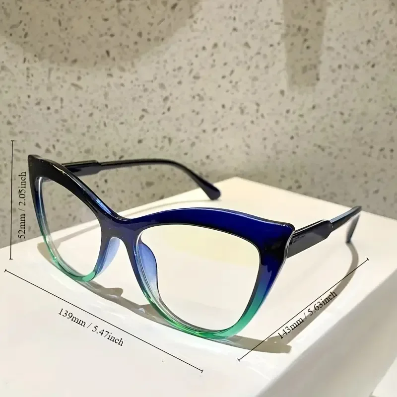 Cat Eye Color Block Frame Clear Lens Computer Glasses Retro Decorative Spectacles for Women Items Women