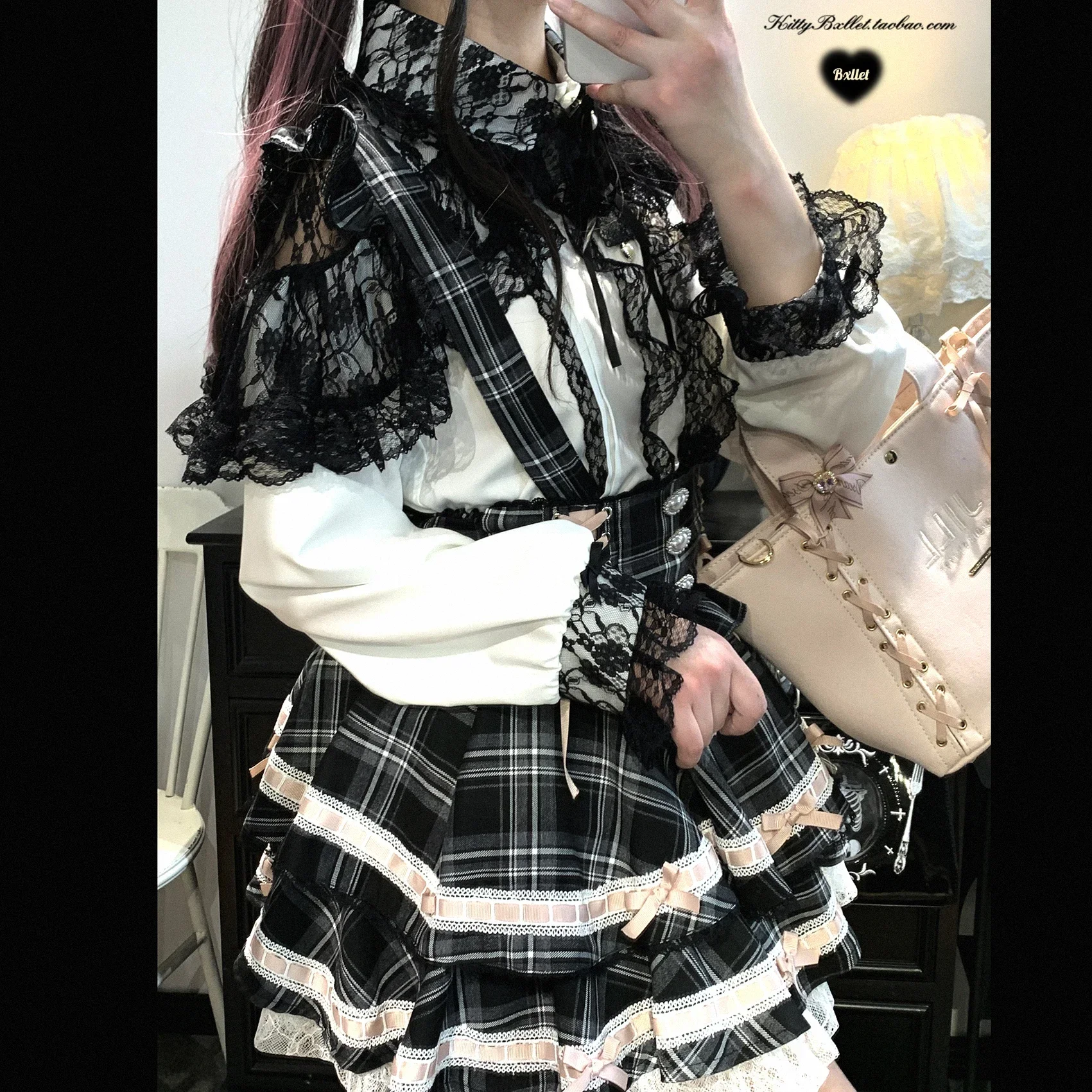 Japanese Mines Style Mass-produced Lace Cape Splicing Long Sleeve Bow Single-breasted Versatile Sweet Shirts Blouse Women Spring