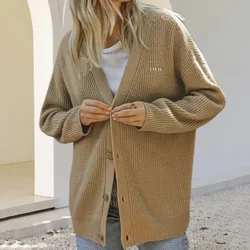 Women's Cardigan Classic Basic Casual V-Neck Button Ladies Jacket Korean Fashion Commuting Versatile Ladies Cardigan Jacket