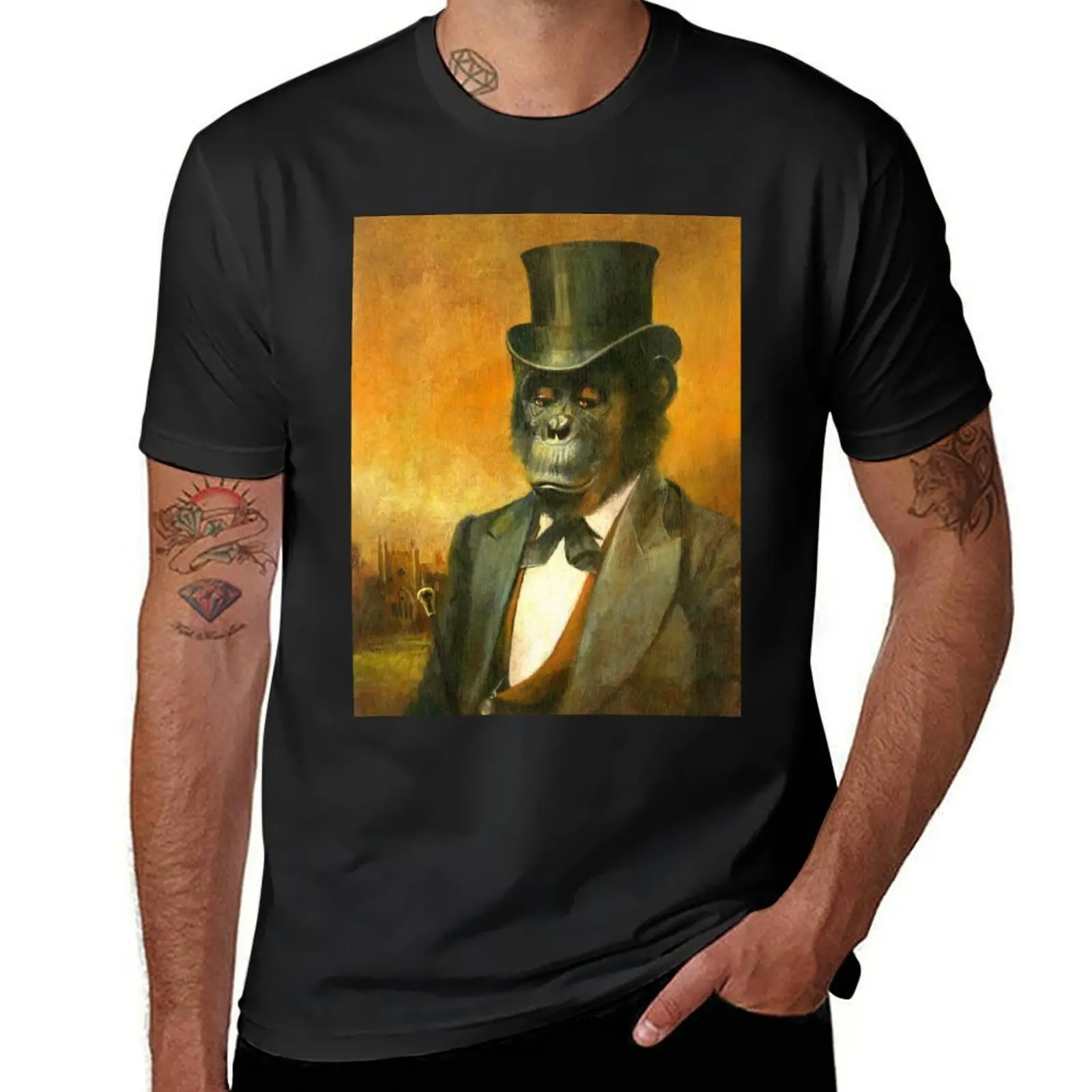 Victorian Gentleman Chimp T-Shirt quick drying summer top summer tops mens t shirts pack