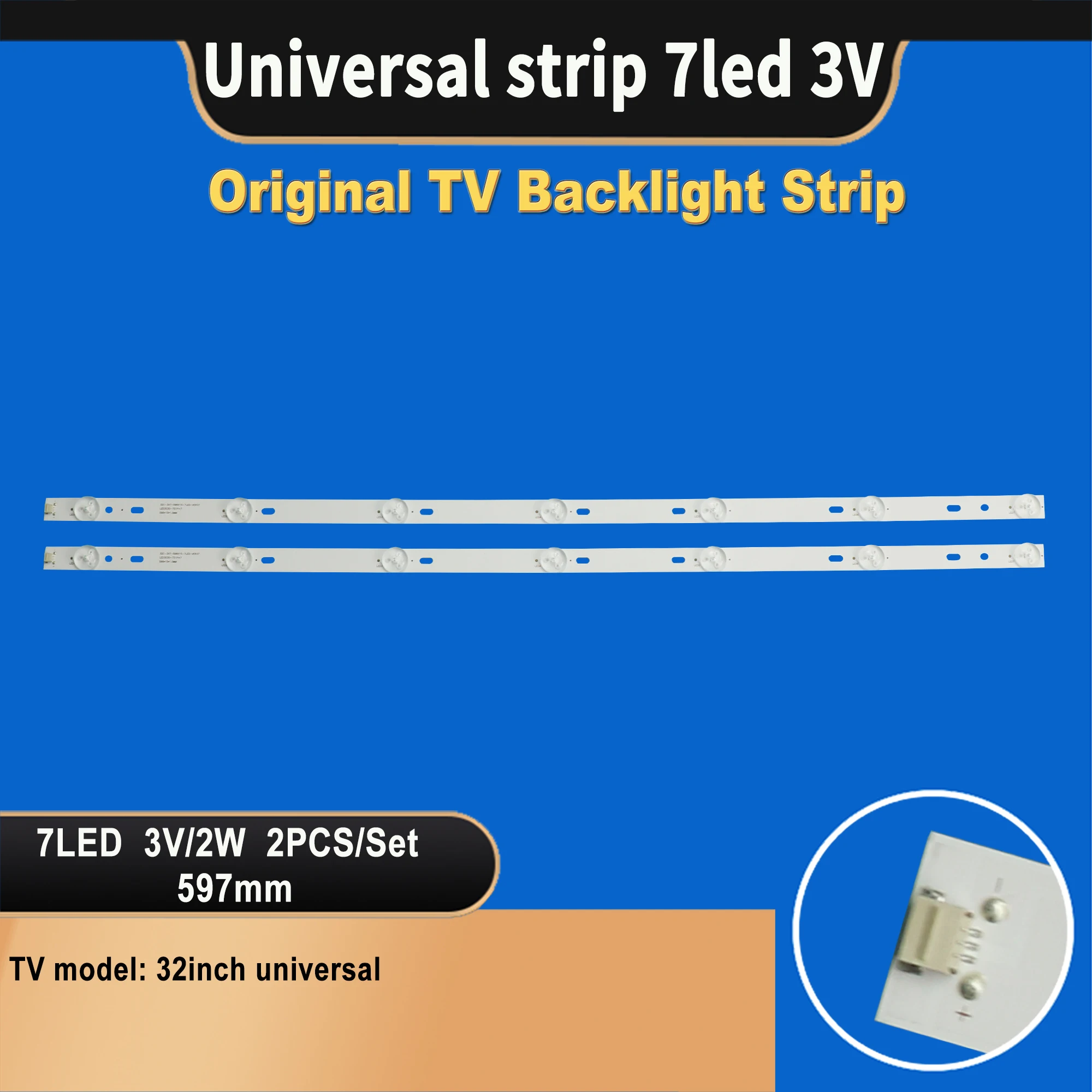 Tv backlight led strip, barra de luz tv, universal, 32-65 polegadas, 7led, 3v, 597mm, baixo custo, atacado, tv