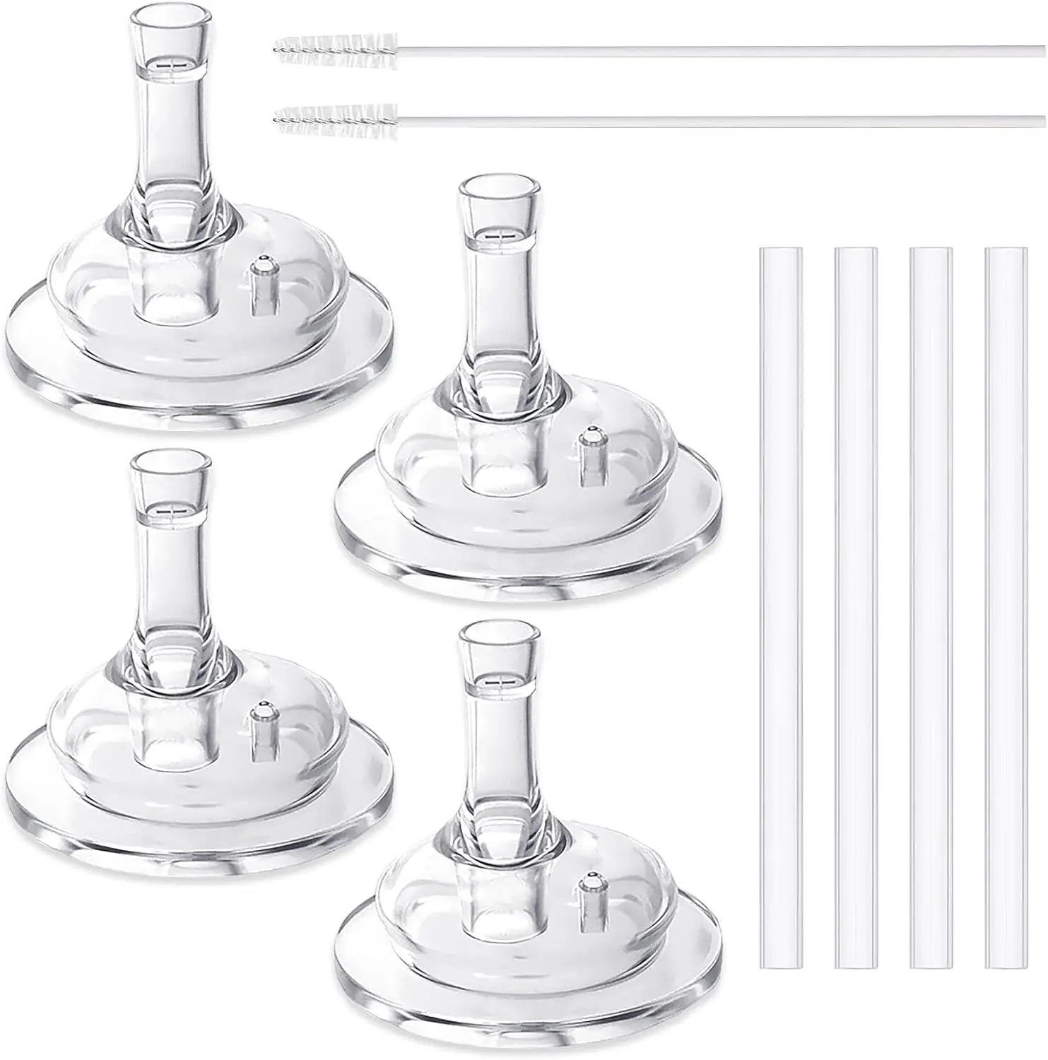 

Набор из 4 силиконовых трубочек и 2 щеток, конструкция без протекания, без BPA, для детских стаканчиков