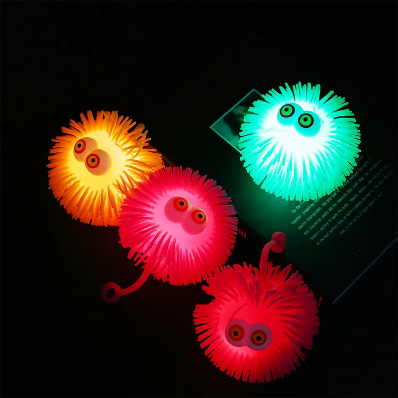 Creative cartoon protruding eye hair flash elastic ball kneading music children\'s soft glue decompression venting toy 1pcs K4