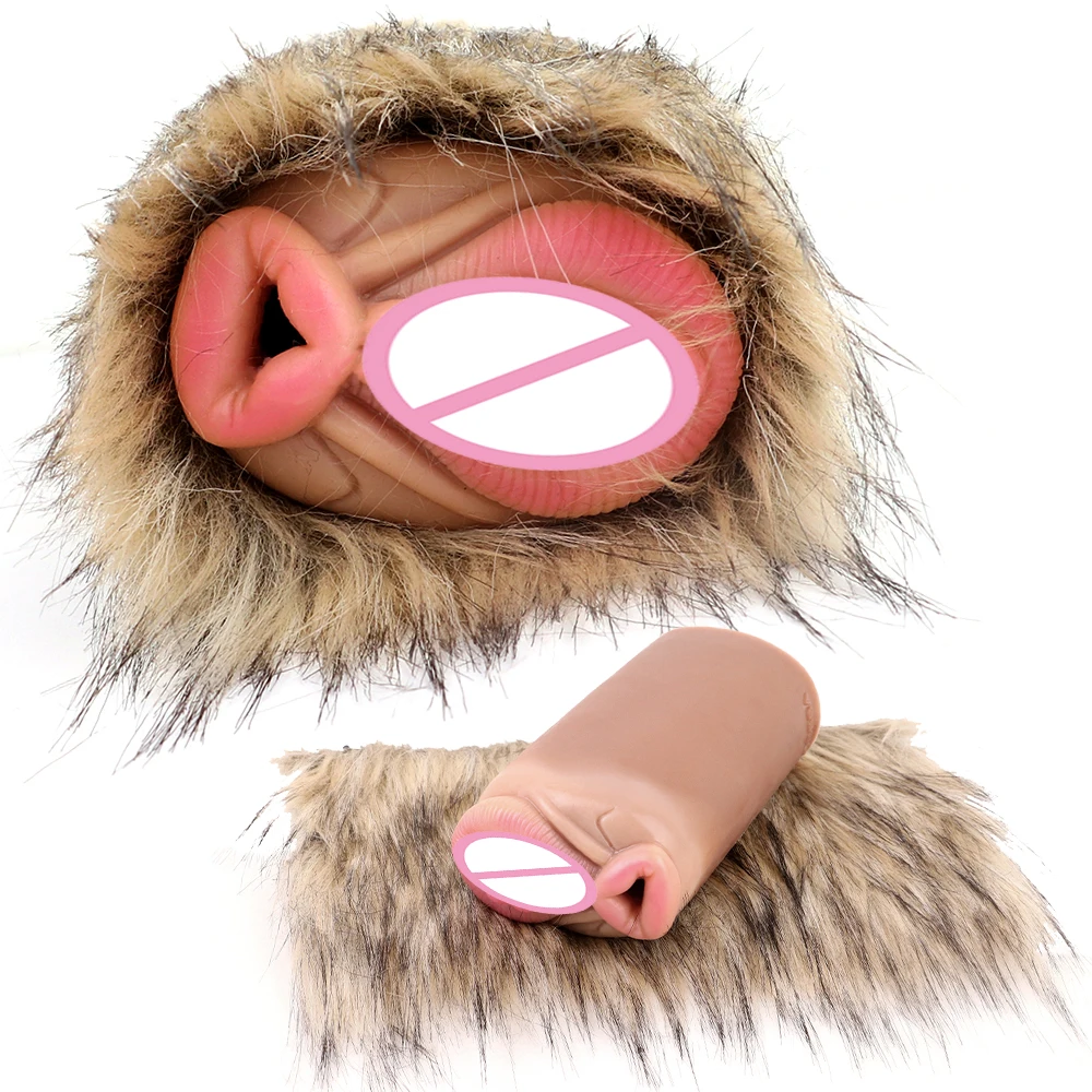 GEEBA Ultra-Soft Silicone Male Masturbator Cup Comfortable Artificial Fur Lining Realistic Pocket Structure Full-channel Onahole