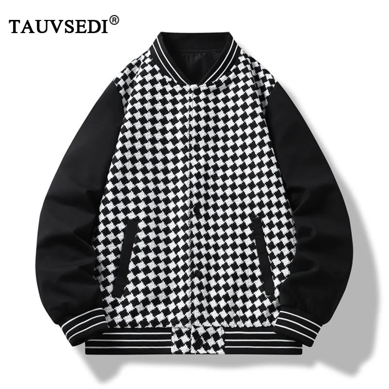 

Spring Autumn Men Casual Plaid Bomber Baseball Jackets Coats Man Loose Overcoat Streetwear Jackets Male Checkerboard Windbreaker