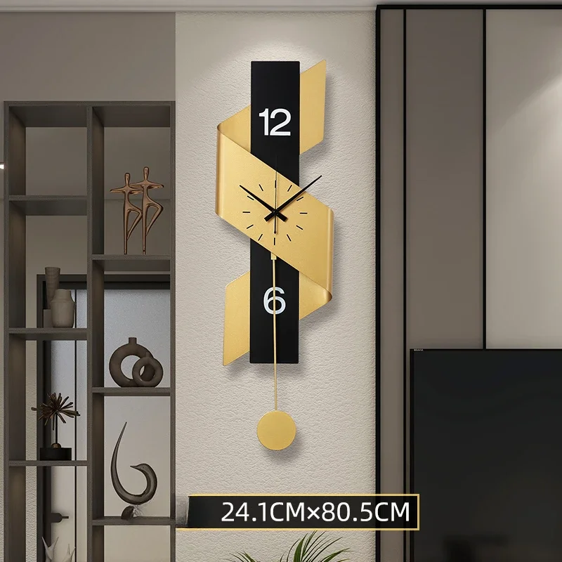 Minimalist Living Room Wall Clocks Modern Design Aesthetic Gold Black Wall Clock Pendulum Designer Large Duvar Saati Decorative