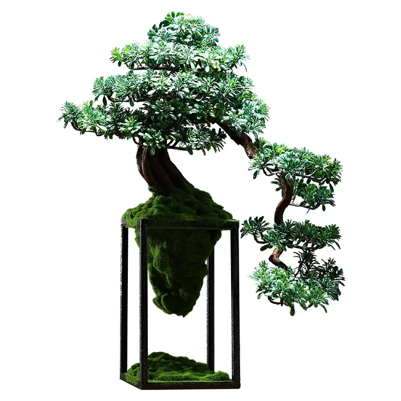 Chinese-style simulation plant bonsai indoor welcoming pine green plant potted fake tree micro-landscape decoration decoration