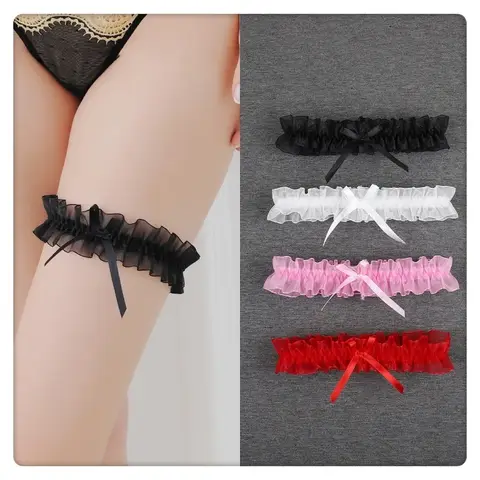 Kadın Yay Bacak Halkası Seksi Iç Çamaşırı Dantel Jartiyer Kemer Ilmek Bacak Döngü Düğün Jartiyer Gelin Cosplay Moda Çorap Uyluk Halkası