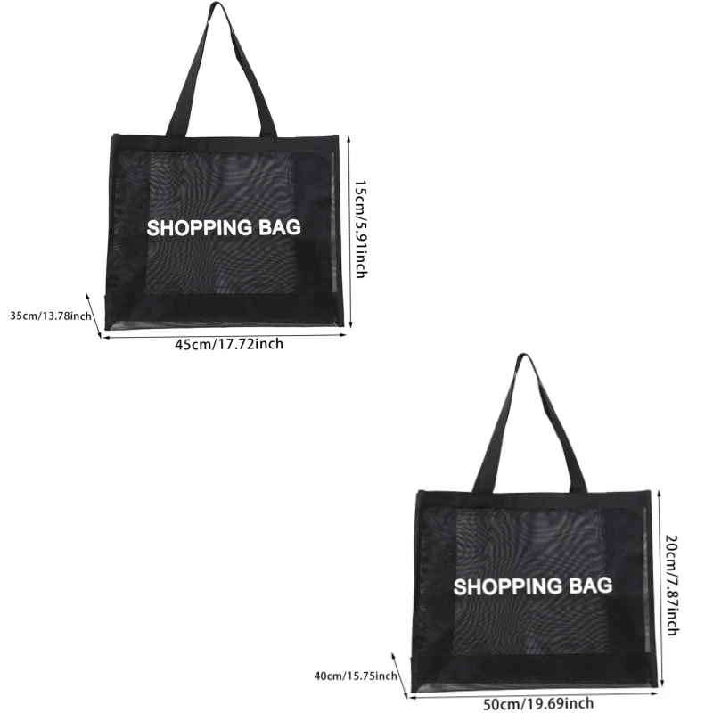 Transparent nylon mesh shopping bag Transparent large capacity one shoulder handbag Breathable beach travel storarge bag