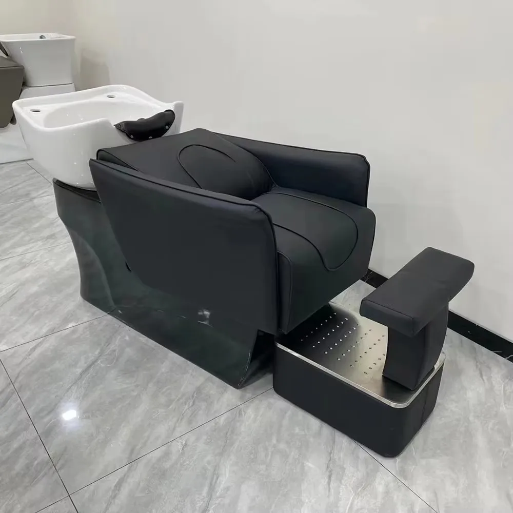 

Glamour Luxury Hair Shampoo Bed Modern Exquisite Lounge Ergonomic Shampoo Bed Trendy Portable Cadeira De Barbearia Furniture