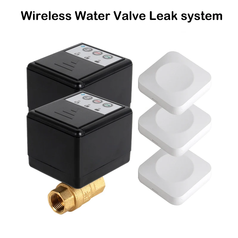 

Система предотвращения протечек воды на батарейках с латунными клапанами 1/2", 3/4", 1" и датчиками протечек без проводов для устранения протечек в унитазах и раковинах