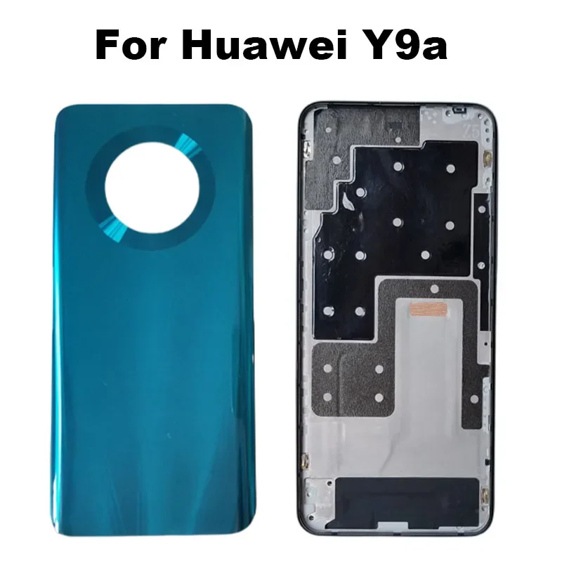 Full Housing For Huawei Y9A Back Battery Cover With Front Frame Middle Frame Bezel Chassis Faceplate Replacement Parts