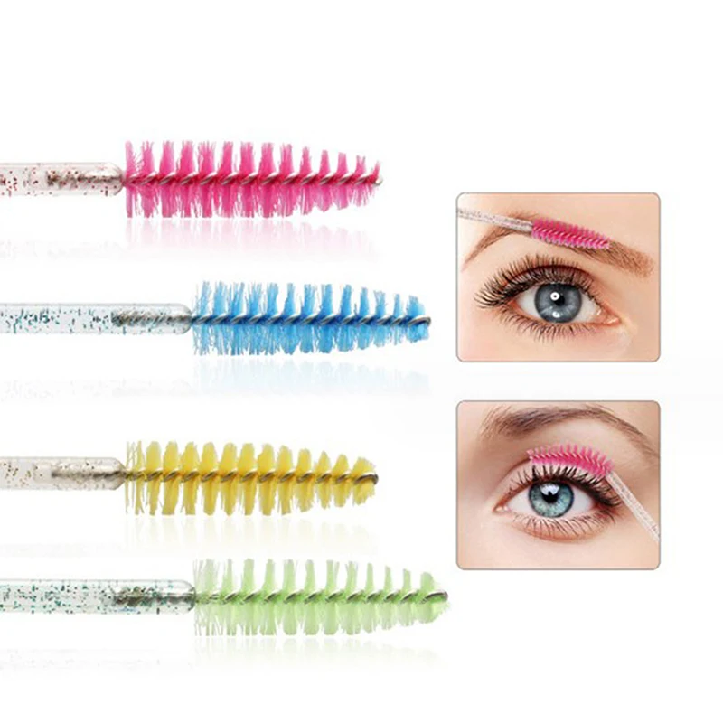 Glitter Gekleurde Pluche Gevormde Kristallen Staaf Wimper Borstel Applicator Verlenging Mascara Buis Plastic